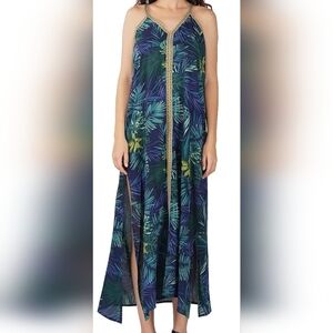 NWT America & Beyond Tropical Leaf Print Dress / Cover Up - Size XL